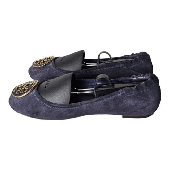 TORY BURCH Reva Navy Suede Ballet Flat Size 8.5M - Picture 2 of 9